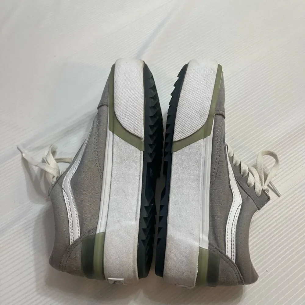 Vans Old Skool Stacked Sneakers Shoes White Gray Skate Casual Size 6.5 6 1/2 - Picture 6 of 8